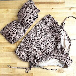 A Pea In The Pod Maternity Swimsuit Animal Print Convertible Two Piece Large NEW